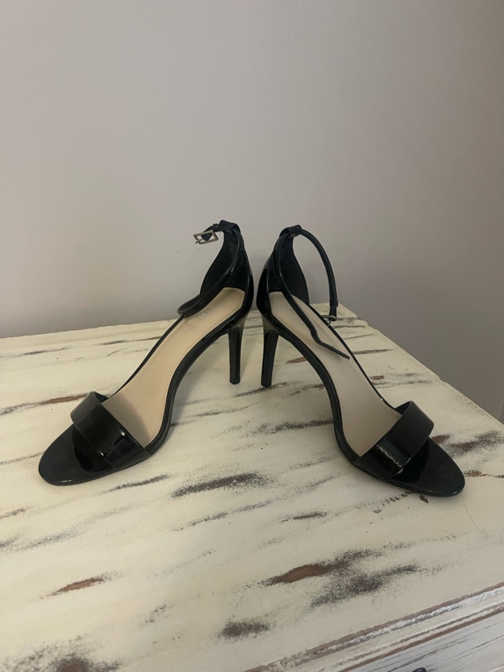 Apt. 9 Black Patent Ankle-Strap Stiletto Sandals